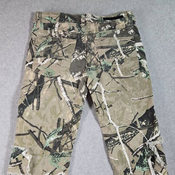 ROCKSTAR Original Shake Tree Camo Distressed Stacked Flare Jean 28x28 - Picture 7 of 11